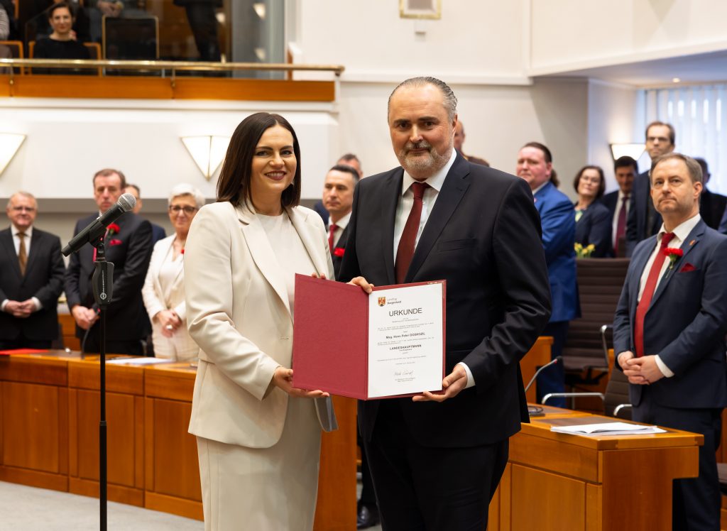 Konstituierende Sitzung Landtags Angelobung 2025 Burgenland Eisenstadt Landeshauptmann Hans Peter Doskozil, Landtagspräsidentin Astrid Eisenkopf