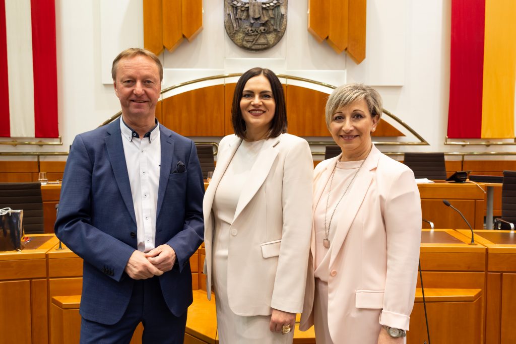Konstituierende Sitzung Landtags Angelobung 2025 Burgenland Eisenstadt Landeshauptmann Hans Landtagspräsidentin Astrid Eisenkopf, Zweiter Landtagspräsidenten Hans Tschürtz Dritte Landtagspräsidentin Claudia Schlager
