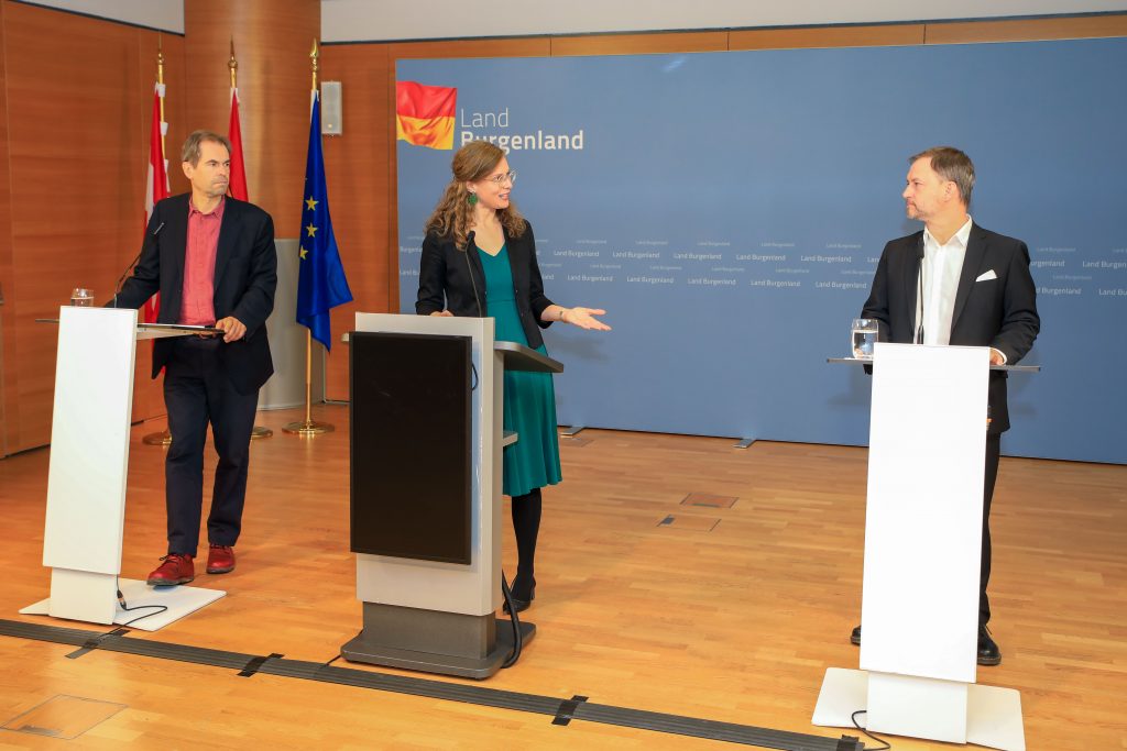 Burgenland beschleunigt Ausbau erneuerbarer Energien Landeshauptmann-Stellvertreterin Anja Haider-Wallner informierte mit den Klubobleuten Roland Fürst und Wolfgang Spitzmüller über Gesetzesinitiativen zum beschleunigten Ausbau erneuerbarer Energien