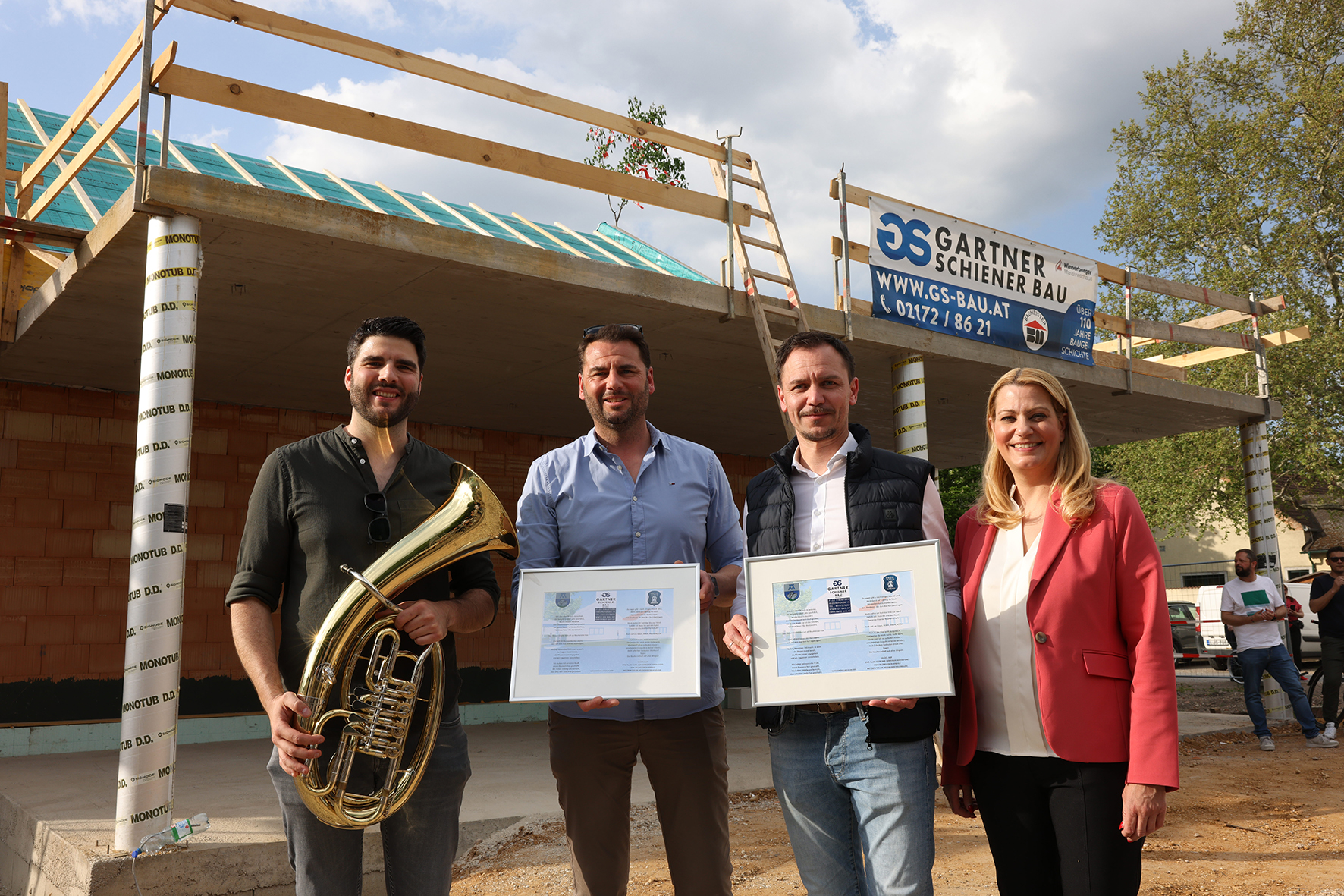 Musikheim in Andau Landesrätin Mag. (FH) Daniela Winkle Burgenland Bürgermeister Philipp Pelzer Obmann Martin Kurzmann