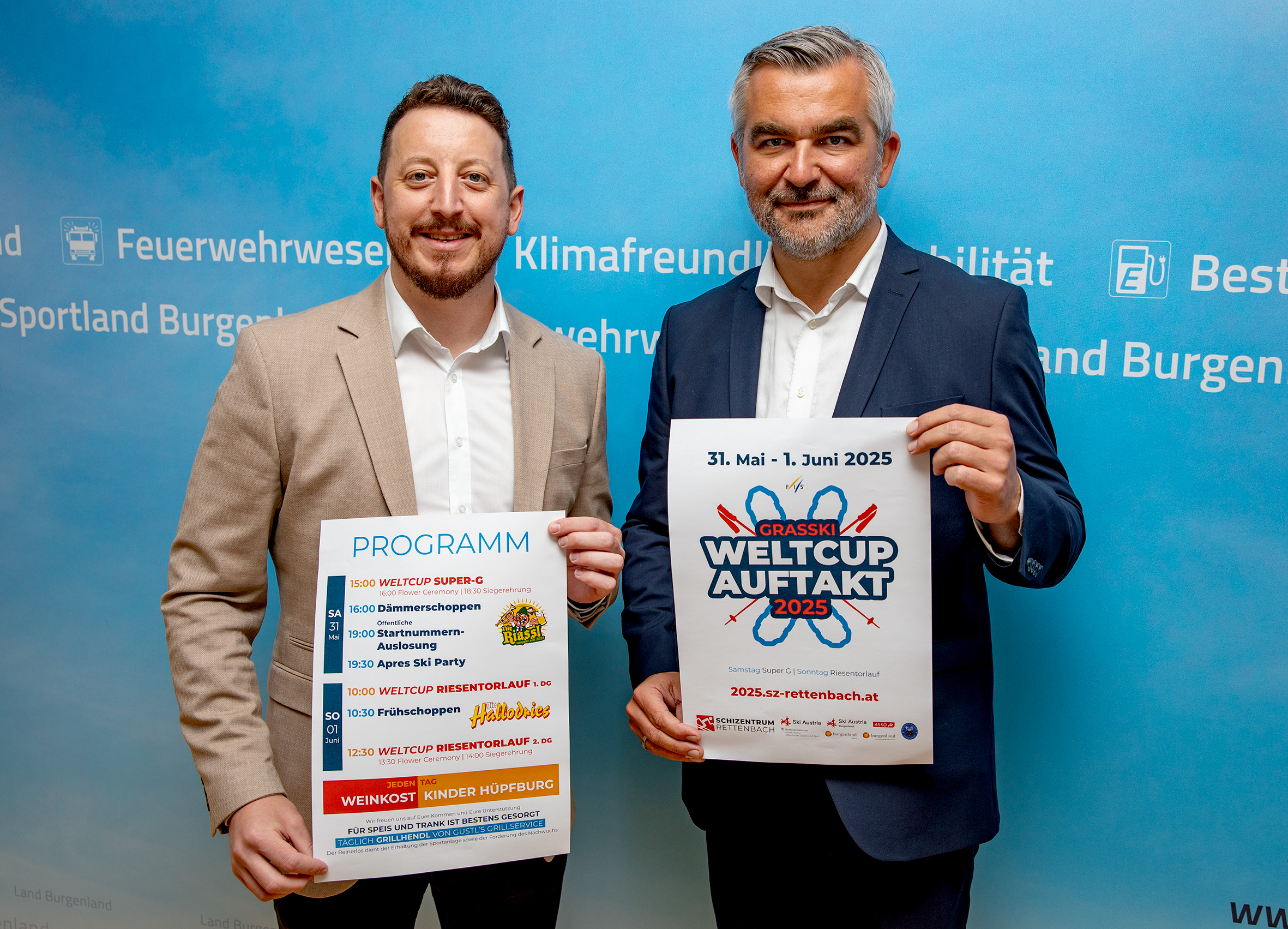 Grasski-Elite trifft sich beim Weltcup-Auftakt in Rettenbach Burgenland Sportlandesrat Heinrich Dorner und Referatsleiter Daniel Gschwandtner (v.r.), Referatsleiter Grasski von Ski Austria Burgenland, laden zum Weltcup-Auftakt nach Rettenbach ein.