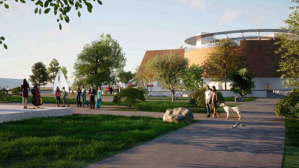 Startschuss für neues Kulturzentrum in Neusiedl am See: Nachhaltig, naturnah und multifunktional Burgenland Neusiedl am See Präsentierten die Pläne zum Bau des neuen Kulturzentrums in Neusiedl am See (v.l.): Landeshauptmann Hans Peter Doskozil, Neusiedls Bürgermeisterin LAbg. Elisabeth Böhm, KBB-Geschäftsführerin Claudia Priber, LIB-Geschäftsführerin Jutta Benedek und Arch. Ralph Steffek, BSc. March, LIB