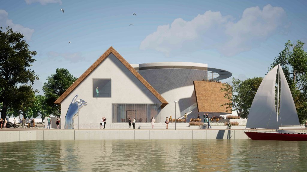 Startschuss für neues Kulturzentrum in Neusiedl am See: Nachhaltig, naturnah und multifunktional Burgenland Neusiedl am See Präsentierten die Pläne zum Bau des neuen Kulturzentrums in Neusiedl am See (v.l.): Landeshauptmann Hans Peter Doskozil, Neusiedls Bürgermeisterin LAbg. Elisabeth Böhm, KBB-Geschäftsführerin Claudia Priber, LIB-Geschäftsführerin Jutta Benedek und Arch. Ralph Steffek, BSc. March, LIB