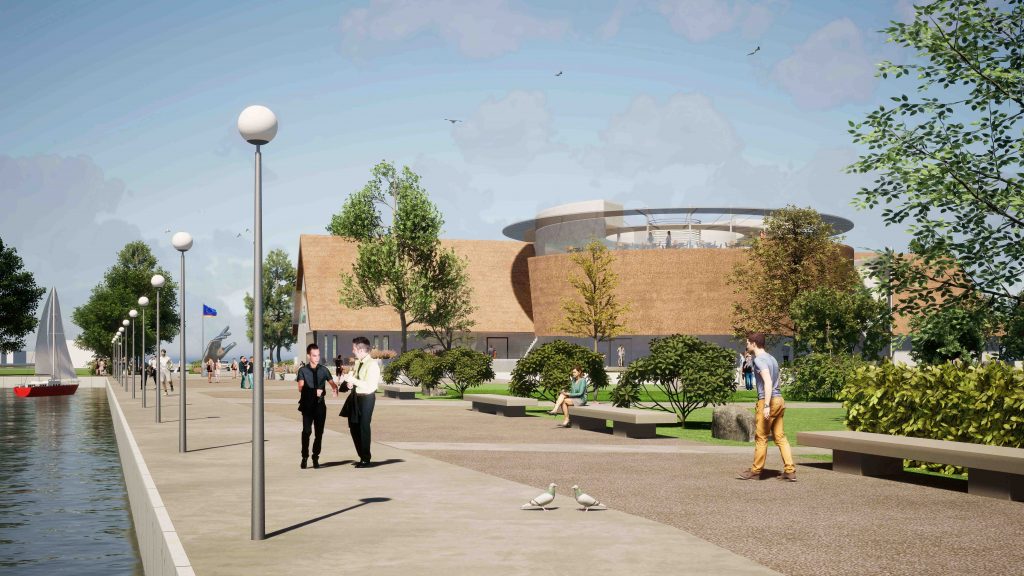 Startschuss für neues Kulturzentrum in Neusiedl am See: Nachhaltig, naturnah und multifunktional Burgenland Neusiedl am See Präsentierten die Pläne zum Bau des neuen Kulturzentrums in Neusiedl am See (v.l.): Landeshauptmann Hans Peter Doskozil, Neusiedls Bürgermeisterin LAbg. Elisabeth Böhm, KBB-Geschäftsführerin Claudia Priber, LIB-Geschäftsführerin Jutta Benedek und Arch. Ralph Steffek, BSc. March, LIB