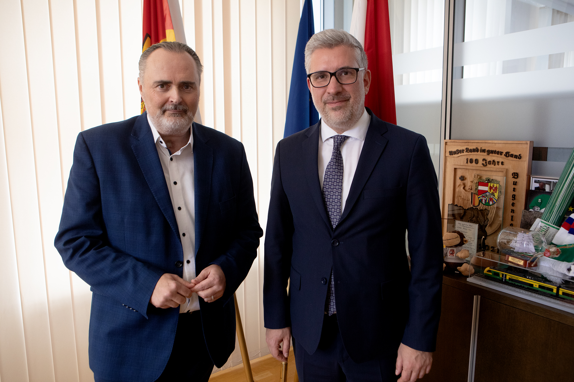 Antrittsbesuch Slowenischer Botschafter Marko Štucin: Landeshauptmann Hans Peter Doskozil begrüßte den Botschafter der Republik Slowenien, Marko Štucin, im Landhaus in Eisenstadt.